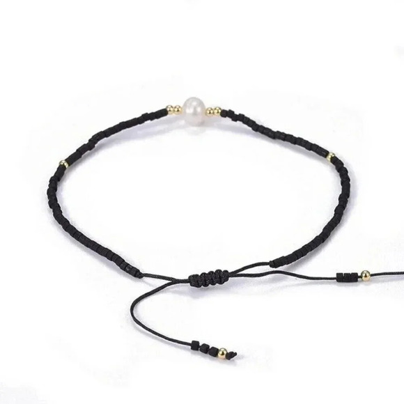 Handcrafted Real Freshwater Pearl Black Japanese Glass Beads Bracelet - Picture 3 of 3